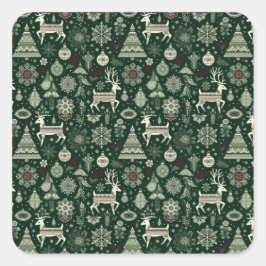 Scandinavian Christmas Time Quadratischer Aufkleber