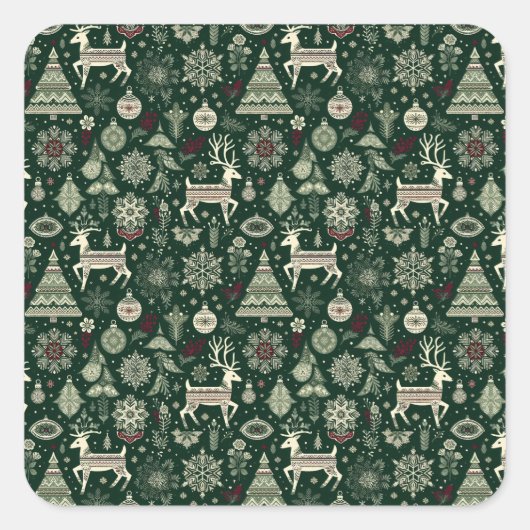 Scandinavian Christmas Time Quadratischer Aufkleber (Vorderseite)