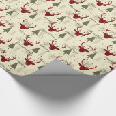 Scandinavian Christmas Tree Reindeer Pattern Geschenkpapier (Ecke)