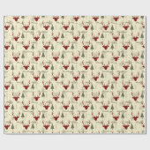 Scandinavian Christmas Tree Reindeer Pattern Geschenkpapier (Flach)