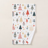 Scandinavian Christmas Trees Nordic Badhandtuch Set (Handtuch)