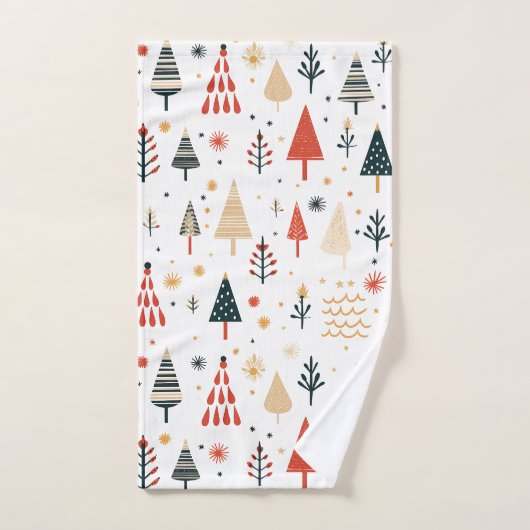 Scandinavian Christmas Trees Nordic Badhandtuch Set (Handtuch)