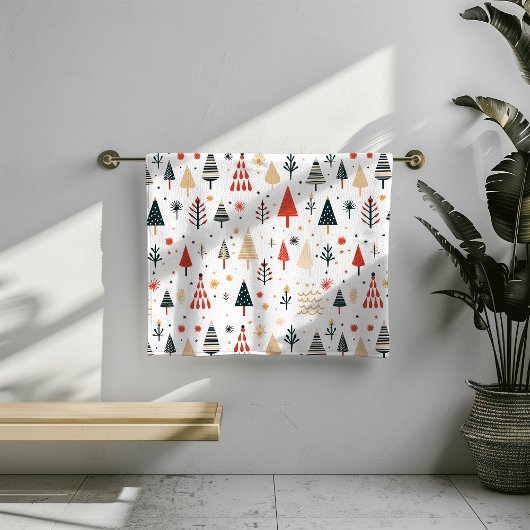Scandinavian Christmas Trees Nordic Badhandtuch Set