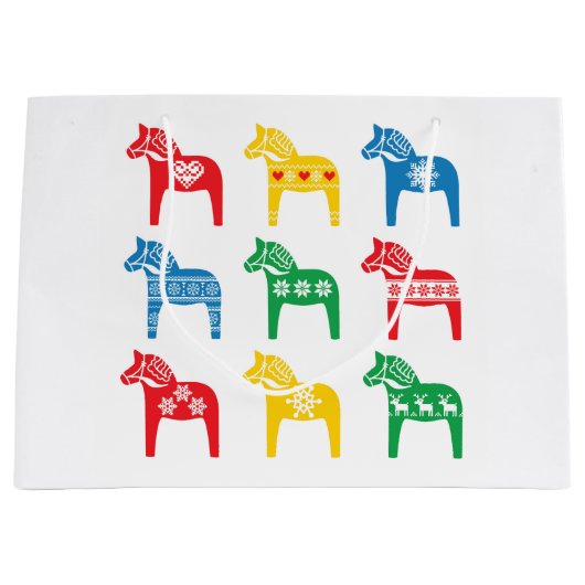 SCANDINAVIAN DALA HORSE GIFT BAG GROßE GESCHENKTÜTE (Vorderseite)