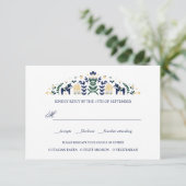 Scandinavian Dala Horse WEDING RSVP V1 (Stehend Vorderseite)