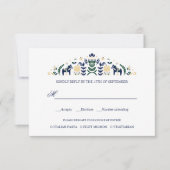 Scandinavian Dala Horse WEDING RSVP V1 Karte (Vorderseite)