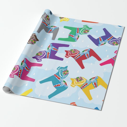 SCANDINAVIAN DALA HORSE Wrapping Paper Geschenkpapier (Ungerollt)