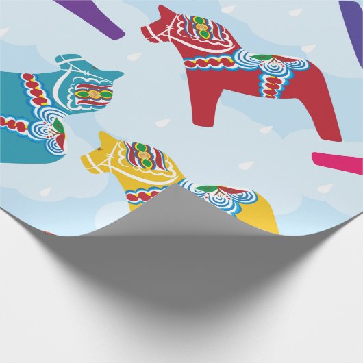 SCANDINAVIAN DALA HORSE Wrapping Paper Geschenkpapier (Ecke)