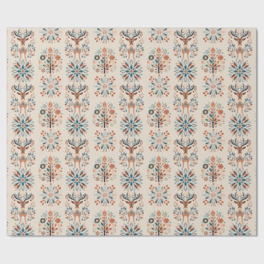 Scandinavian Deer Holiday Geschenkpapier (Flach)