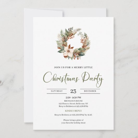 Scandinavian Earthy Olive Light Brown Christmas Einladung (Vorderseite)