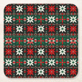Scandinavian Fair Isle Christmas Edition 3 Rechteckiger Pappuntersetzer (Vorderseite)