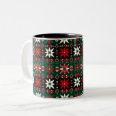 Scandinavian Fair Isle Christmas Edition 3 Zweifarbige Tasse (Vorderseite Links)