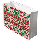 Scandinavian Fair Isle Christmas Große Geschenktüte (Rückseite Schrägansicht)