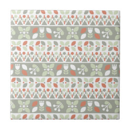 Scandinavian Floral Folk Design Pattern Fliese