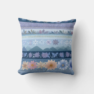 Scandinavian Floral Stripe Landscape Throw Pillow Kissen