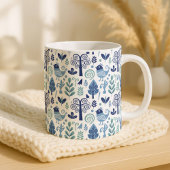 Scandinavian Folk Art Bird and Botanical Pattern M Kaffeetasse