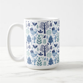 Scandinavian Folk Art Bird and Botanical Pattern M Kaffeetasse