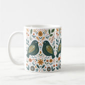 Scandinavian Folk Art Birds and Floral Pattern Mug Kaffeetasse (Links)