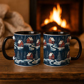 Scandinavian Folk Art Cozy Winter Cabin Mug Kaffeetasse