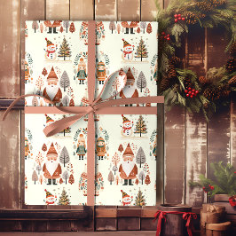 Scandinavian Folk Art Festive Holiday Geschenkpapier