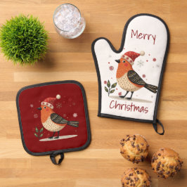 Scandinavian Folk Art style  Ofenhandschuh & Topflappen-Set