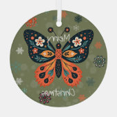 Scandinavian Folk Art Style Ornament Aus Glas (Rückseite)