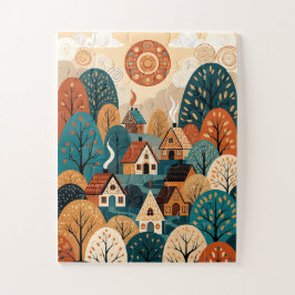 Scandinavian Folk Art Village - Autumn Hills & Coz Puzzle