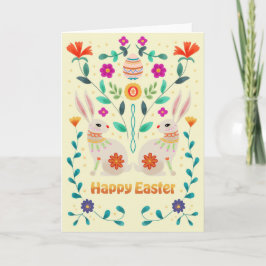 Scandinavian Folk Easter Bunnies Karte