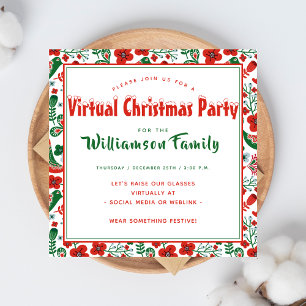 Scandinavian Folkart Print Virtual Christmas Party Einladung