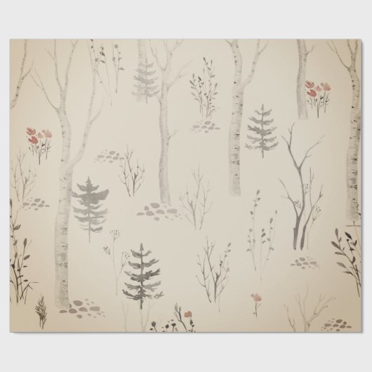 SCANDINAVIAN FOREST PATTERN CHRISTMAS GIFT WRAT GESCHENKPAPIER (Flach)