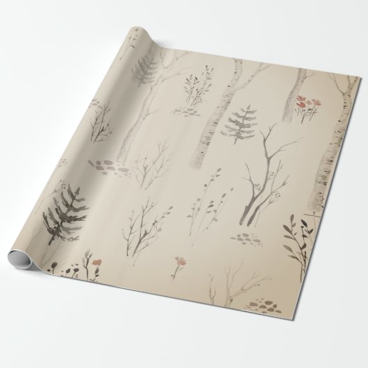 SCANDINAVIAN FOREST PATTERN CHRISTMAS GIFT WRAT GESCHENKPAPIER (Ungerollt)