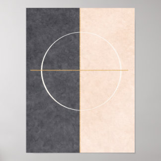 Scandinavian Geometric Wall Art – Beige & Grey Poster
