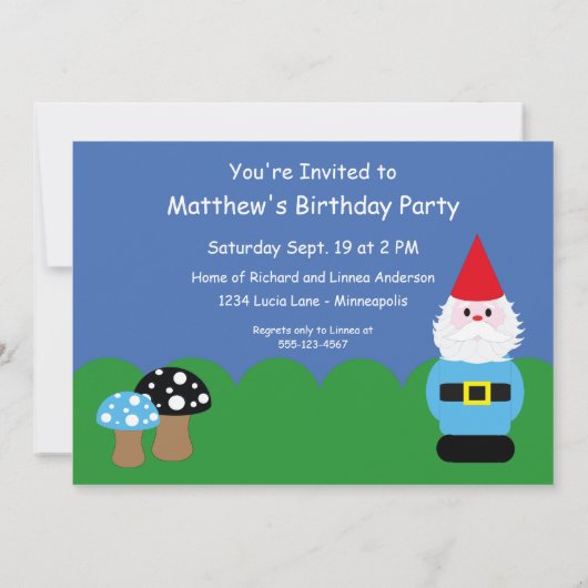 Scandinavian Gnome Anpassungsfähiges Party Einladung (Rückseite)