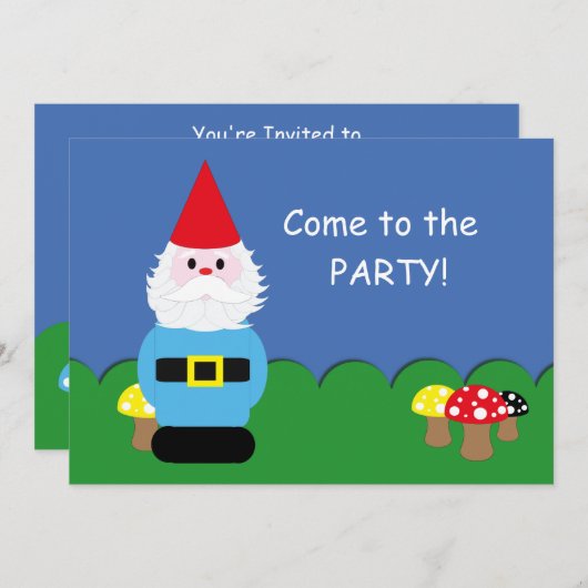 Scandinavian Gnome Anpassungsfähiges Party Einladung (Vorne/Hinten)