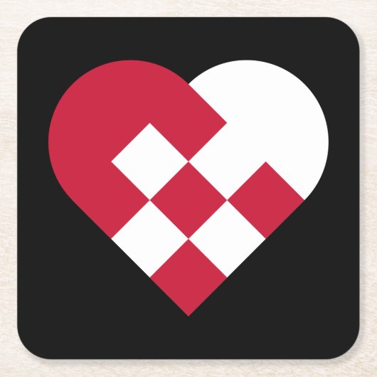 Scandinavian Jule Heart Rechteckiger Pappuntersetzer (Vorderseite)