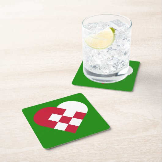 Scandinavian Jule Heart Rechteckiger Pappuntersetzer (Vor Ort)