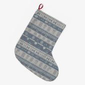 Scandinavian Knit Pet Stocking with Snowflakes Großer Weihnachtsstrumpf (Vorderansicht (hängend))