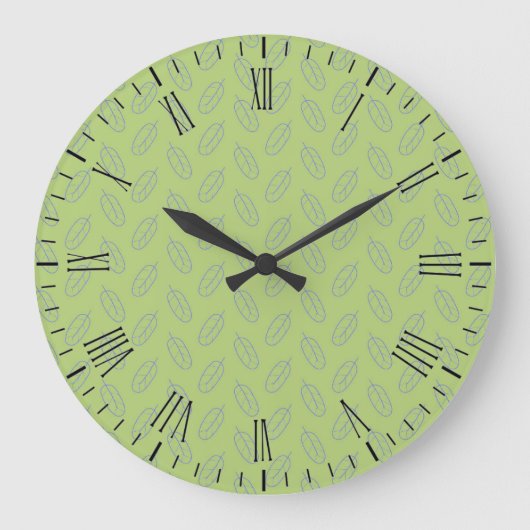 Scandinavian Leaves Pattern Große Wanduhr (Vorderseite)