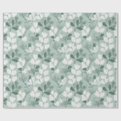 Scandinavian Light Green Leaf Sage Floral Pattern Geschenkpapier (Flach)