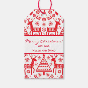SCANDINAVIAN MERRY CHRISTMAS GIFT TAG INDIVIDUELLE GESCHENKANHÄNGER