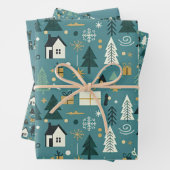 Scandinavian Merry Christmas Tree Winter Snow Geschenkpapier Set (Beispiel)