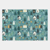 Scandinavian Merry Christmas Tree Winter Snow Geschenkpapier Set (Vorderseite)