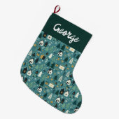 Scandinavian Merry Christmas Tree Winter Snow Großer Weihnachtsstrumpf (Vorderansicht (hängend))