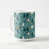 Scandinavian Merry Christmas Tree Winter Snow Kaffeetasse (Vorderseite Links)