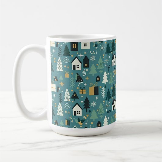 Scandinavian Merry Christmas Tree Winter Snow Kaffeetasse (Links)