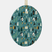 Scandinavian Merry Christmas Tree Winter Snow Keramik Ornament (Rechts)