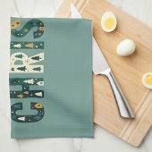 Scandinavian Merry Christmas Typography Geschirrtuch (Viertel Falte)