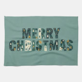 Scandinavian Merry Christmas Typography Geschirrtuch (Horizontal)