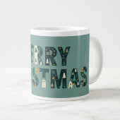 Scandinavian Merry Christmas Typography Jumbo-Tasse (Vorderseite Rechts)