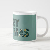 Scandinavian Merry Christmas Typography Jumbo-Tasse (Rechts)